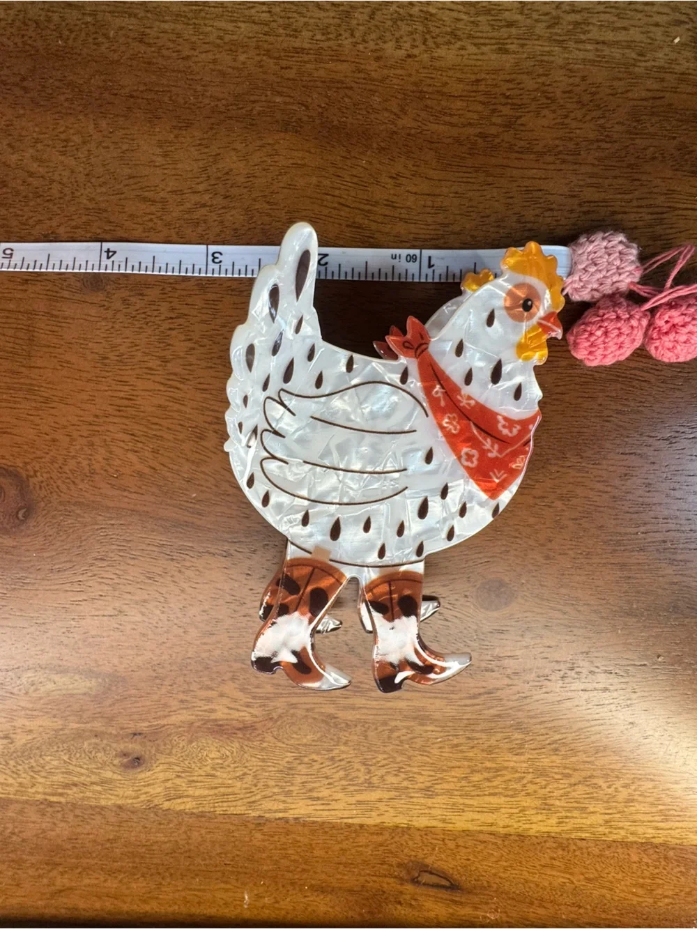 Western Hen with Red Bandana Hair Clip